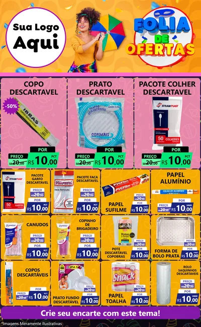 Modelo de Encarte para Encarte Grande com o tema Folia de Ofertas para Embalagens