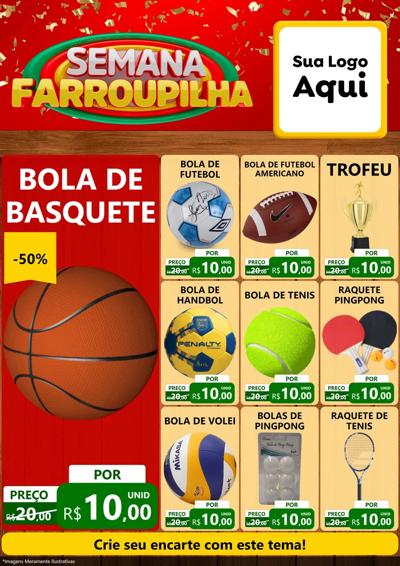 Modelo de Encarte para Encarte A4 Vertical com o tema Semana Farroupilha para Artigos Esportivos
