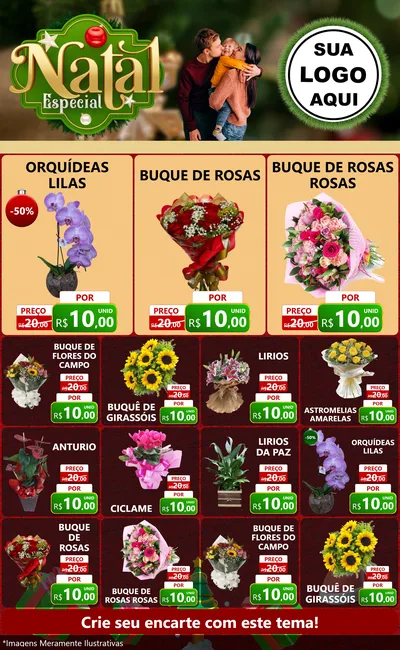 Modelo de Encarte para Encarte Grande com o tema Natal Especial para Floricultura e jardim