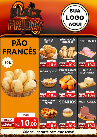 Modelo de Encarte para Encarte A4 Vertical com o tema Black Friday para Padaria