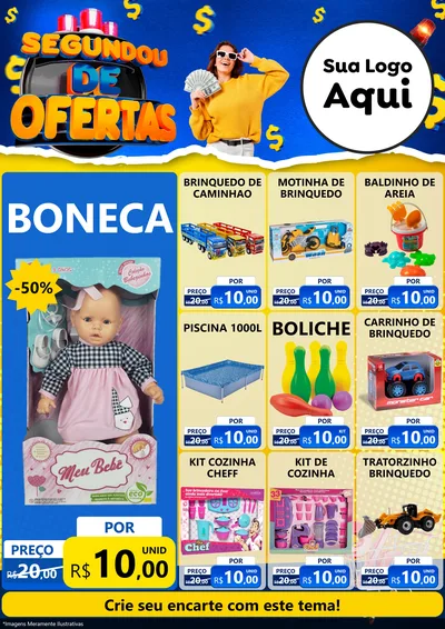 Modelo de Encarte para Encarte A4 Vertical com o tema Segundou de Ofertas para Brinquedos
