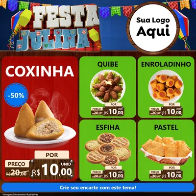 Modelo de Rede Social para Feed Facebook com o tema Festa Julina para Salgadaria