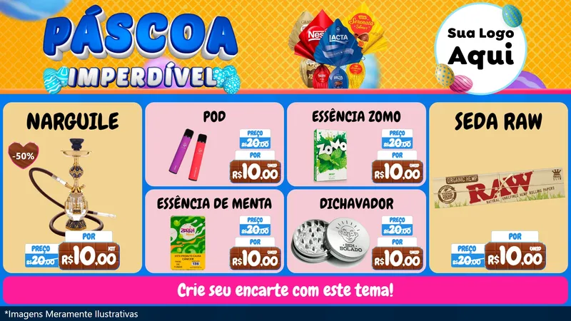 Modelo de TV para TV Horizontal com o tema Páscoa Imperdível para Tabacaria