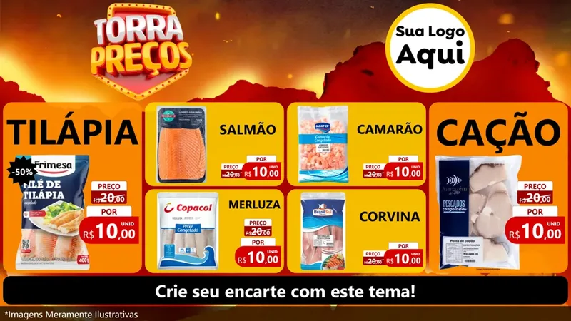 Modelo de TV para TV Horizontal com o tema Torra Preços para Peixaria