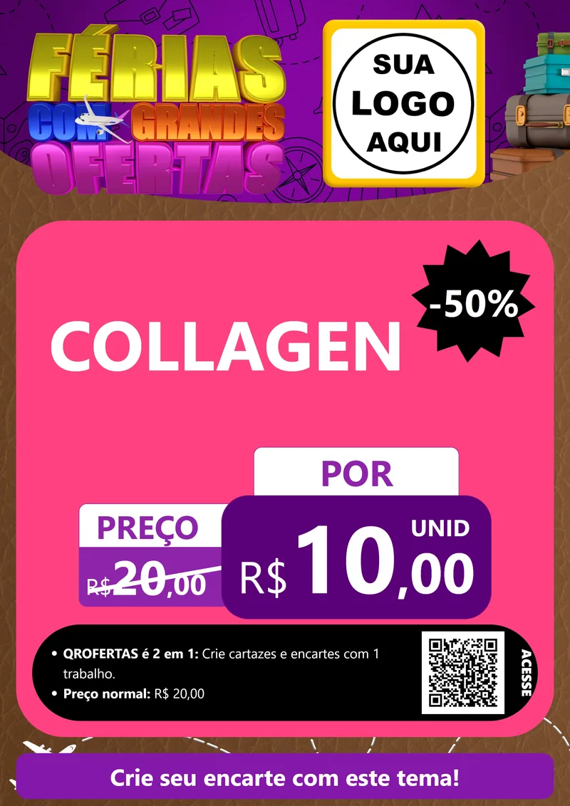 Modelo de Cartaz para Cartaz A4 Vertical com o tema Férias com Grandes Ofertas para Suplementos alimentares