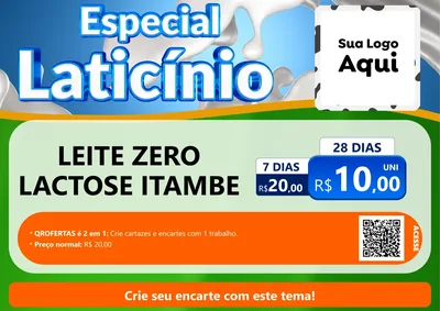 Modelo de Cartaz para Cartaz A4 Horizontal com o tema Especial Laticínio para Frios e Laticínios