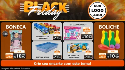 Modelo de TV para TV Horizontal com o tema Black Friday para Brinquedos