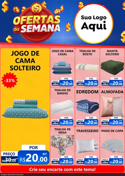 Modelo de Encarte para Encarte A4 Vertical com o tema Ofertas Da Semana para Cama, Mesa e Banho