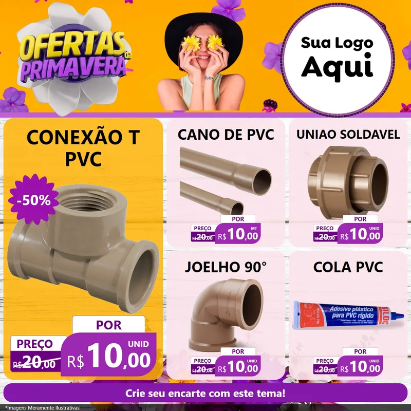 Modelo de Rede Social para Feed Facebook com o tema Ofertas Da Primavera para Tubos e conexões