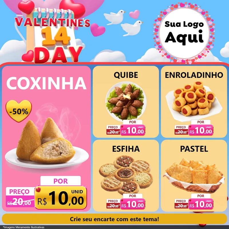 Modelo de Rede Social para Feed Facebook com o tema Valentine's Day para Salgadaria