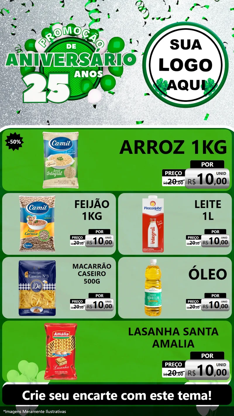 Modelo de TV para TV Vertical com o tema Promoção de Aniversário - 25 Anos para Supermercado
