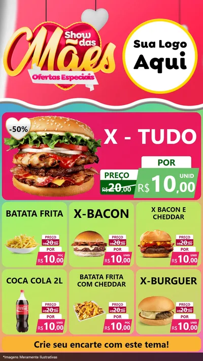 Modelo de Rede Social para Stories com o tema Show das Mães - Ofertas Especiais para Hamburgueria