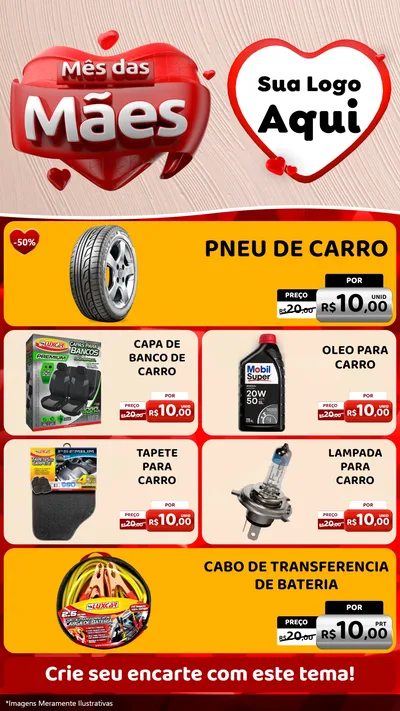 Modelo de TV para TV Vertical com o tema Mês das Mães para Auto peças