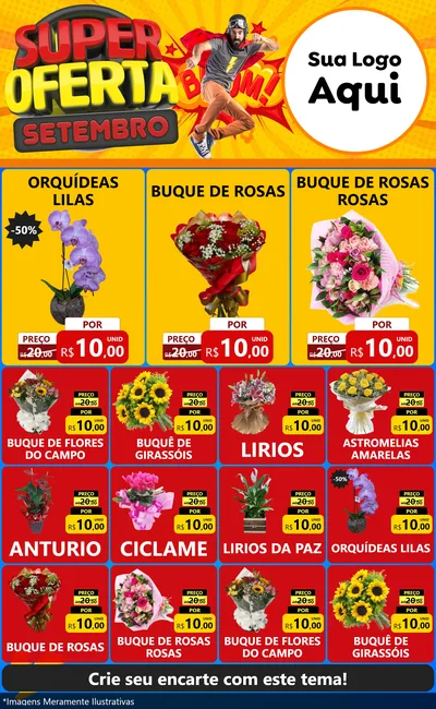 Modelo de Encarte para Encarte Grande com o tema Super Oferta Setembro para Floricultura e jardim