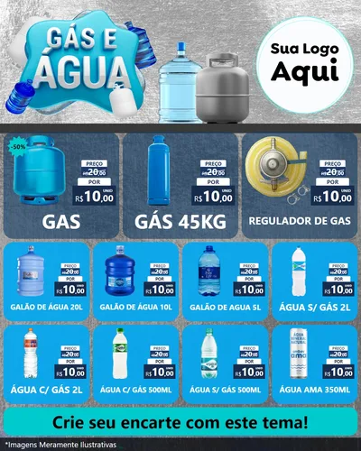 Modelo de Rede Social para Feed Instagram com o tema Gás e Água para Água e gás
