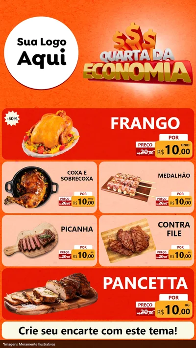 Modelo de TV para TV Vertical com o tema Quarta da Economia para Assados