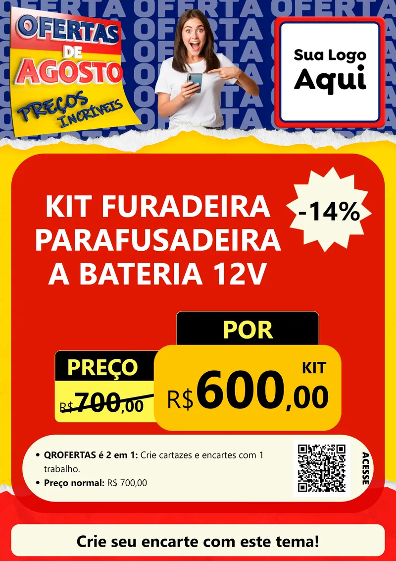 Modelo de Cartaz para Cartaz A4 Vertical com o tema Ofertas de Agosto - Preços Incríveis para Maquinas e Ferramentas