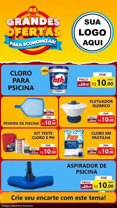 Modelo de TV para TV Vertical com o tema Grandes Ofertas Para Economizar! para Produtos para Piscina