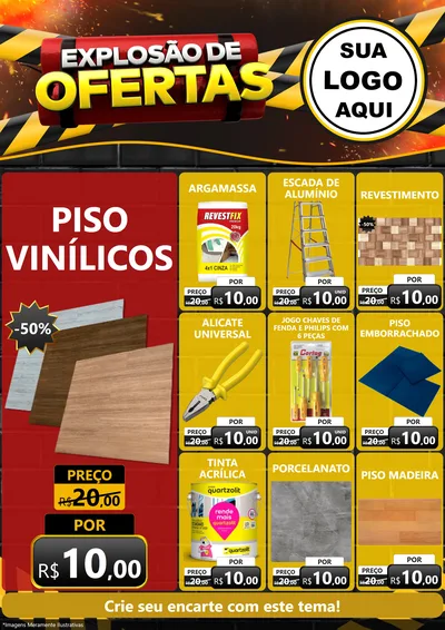 Modelo de Encarte para Encarte A4 Vertical com o tema Explosão de Ofertas para Material para Construção