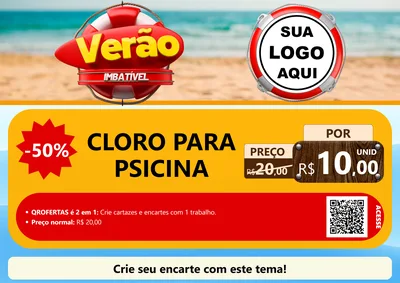 Modelo de Cartaz para Cartaz A4 Horizontal com o tema Verão Imbatível para Produtos para Piscina