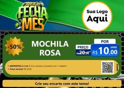 Modelo de Cartaz para Cartaz A4 Horizontal com o tema Operação Fecha Mês para Papelaria