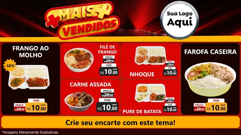 Modelo de TV para TV Horizontal com o tema Mais Vendidos para Restaurante