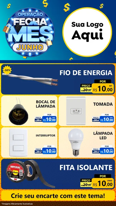 Modelo de TV para TV Vertical com o tema Operação Fecha Mês, Junho para Materiais Elétricos