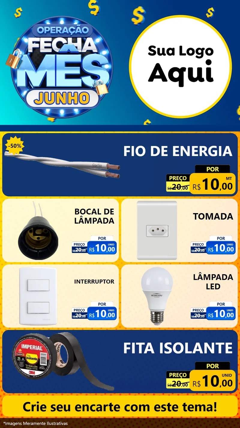 Modelo de TV para TV Vertical com o tema Operação Fecha Mês, Junho para Materiais Elétricos