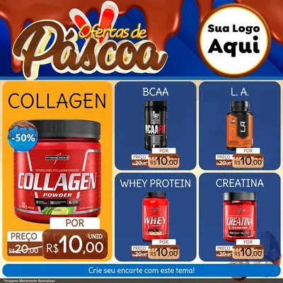 Modelo de Rede Social para Feed Facebook com o tema Ofertas de Páscoa para Suplementos alimentares