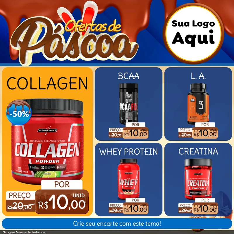 Modelo de Rede Social para Feed Facebook com o tema Ofertas de Páscoa para Suplementos alimentares