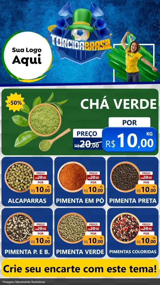 Modelo de Rede Social para Stories com o tema Torcida Brasil - Copa para Produtos Naturais