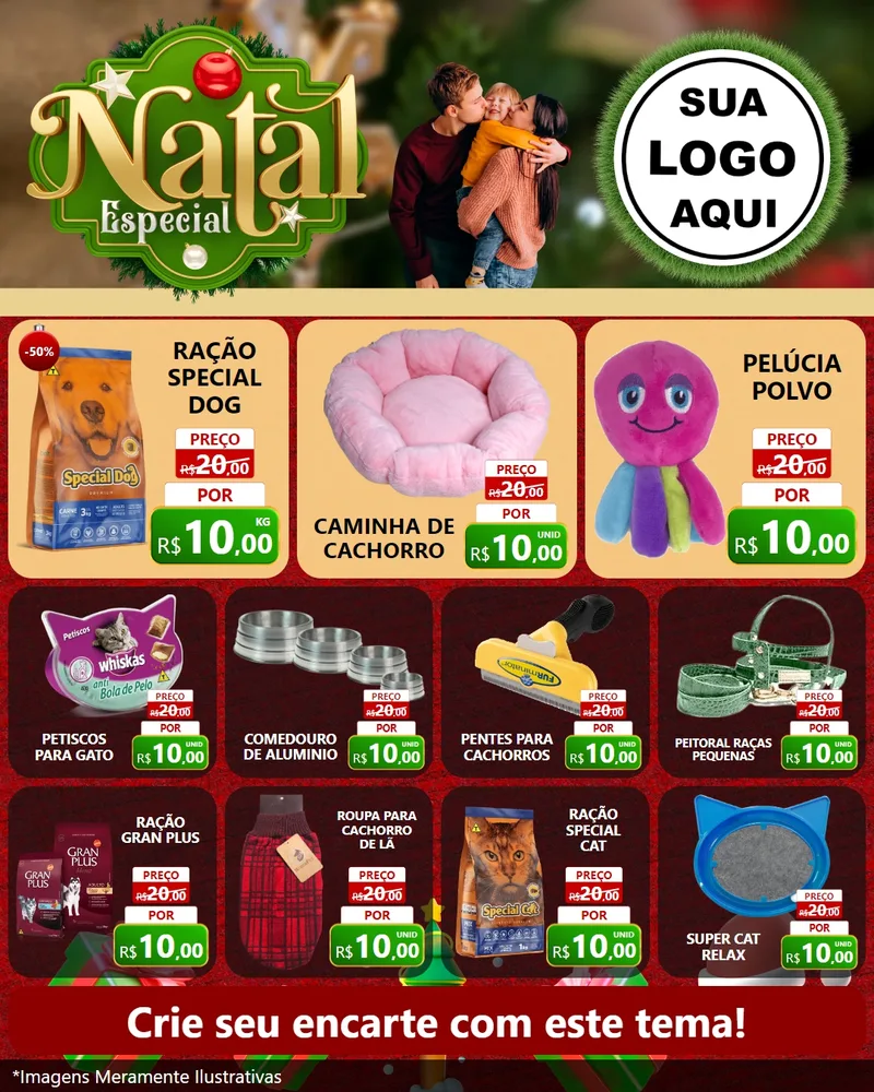 Modelo de Rede Social para Feed Instagram com o tema Natal Especial para Pet Shop