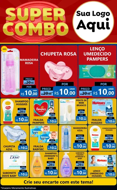 Modelo de Encarte para Encarte Grande com o tema Super Combo para Bebês