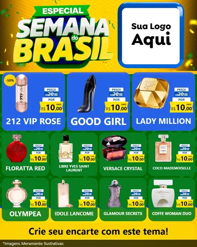 Modelo de Rede Social para Feed Instagram com o tema Especial Semana do Brasil para Perfumes