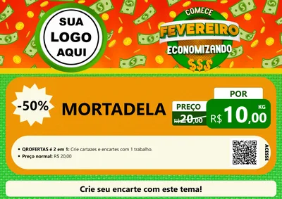 Modelo de Cartaz para Cartaz A4 Horizontal com o tema Comece Fevereiro Economizando para Frios e Laticínios