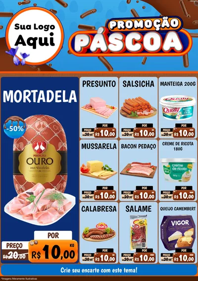 Modelo de Encarte para Encarte A4 Vertical com o tema Promoção Páscoa para Frios e Laticínios
