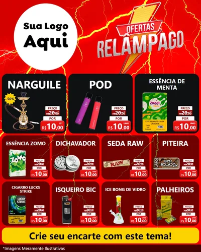 Modelo de Rede Social para Feed Instagram com o tema Ofertas Relâmpago para Tabacaria