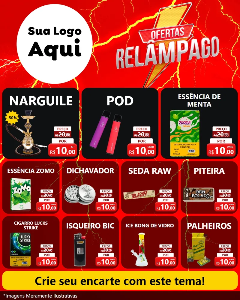 Modelo de Rede Social para Feed Instagram com o tema Ofertas Relâmpago para Tabacaria