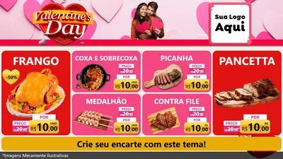Modelo de TV para TV Horizontal com o tema Valentine's Day para Assados