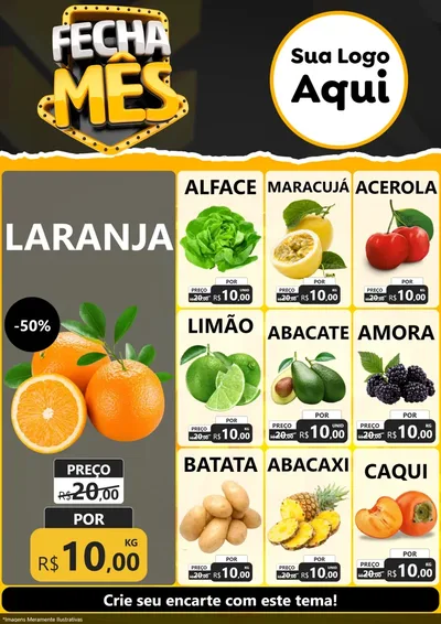 Modelo de Encarte para Encarte A4 Vertical com o tema Fecha Mês para Hortifrúti