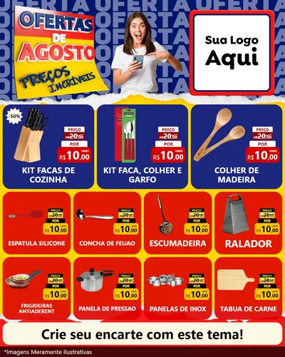 Modelo de Rede Social para Feed Instagram com o tema Ofertas de Agosto - Preços Incríveis para Utilidades Domésticas