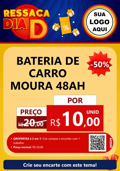 Modelo de Cartaz para Cartaz A4 Vertical com o tema Ressaca Dia D para Baterias Elétricas