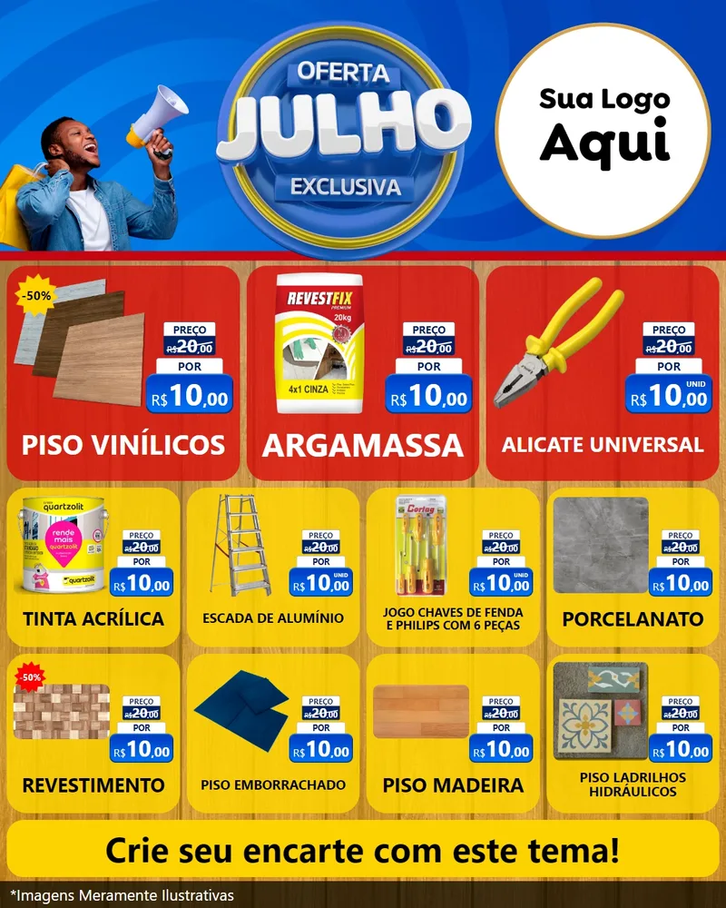 Modelo de Rede Social para Feed Instagram com o tema Oferta Exclusiva, Julho para Material para Construção