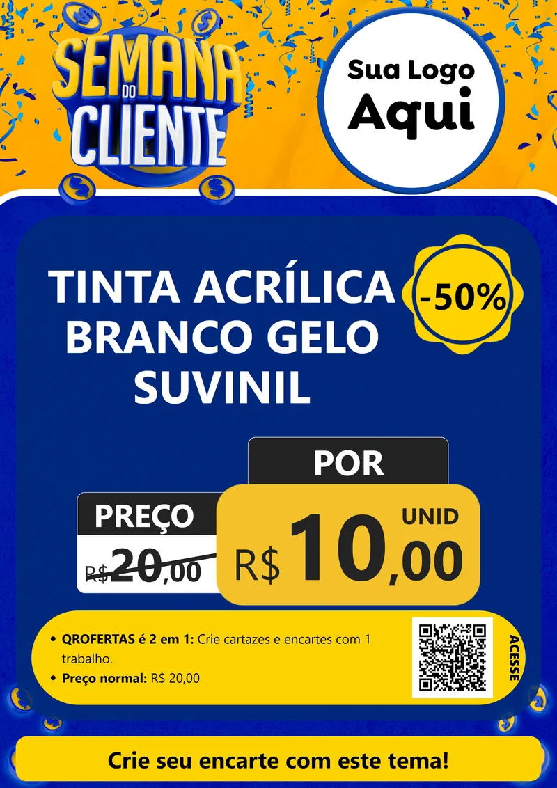 Modelo de Cartaz para Cartaz A4 Vertical com o tema Semana do Cliente para Tintas e Ferramentas