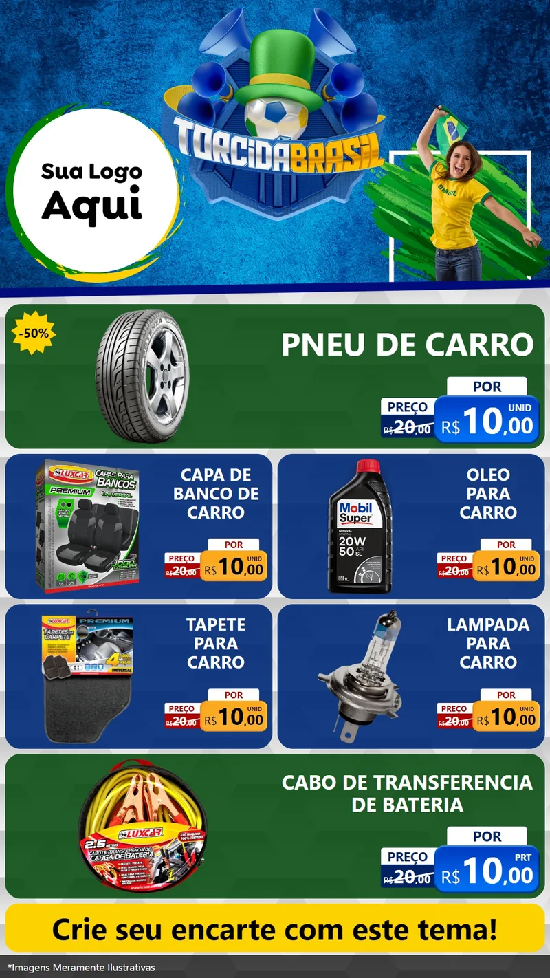 Modelo de TV para TV Vertical com o tema Torcida Brasil - Copa para Auto peças