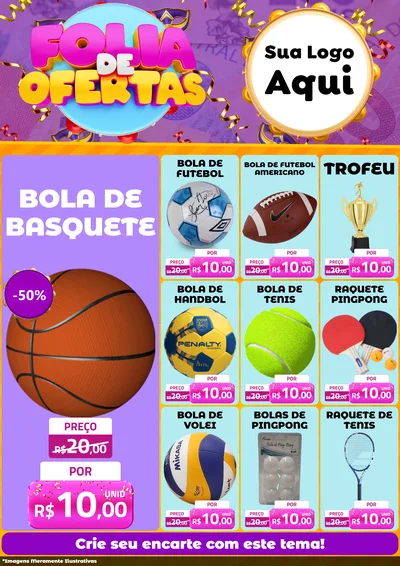 Modelo de Encarte para Encarte A4 Vertical com o tema Folia de Ofertas para Artigos Esportivos