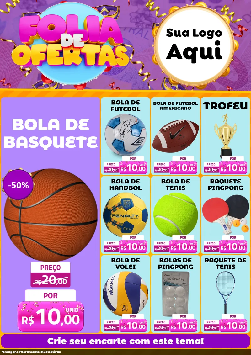 Modelo de Encarte para Encarte A4 Vertical com o tema Folia de Ofertas para Artigos Esportivos