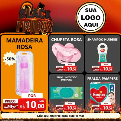 Modelo de Rede Social para Feed Facebook com o tema Black Friday para Bebês