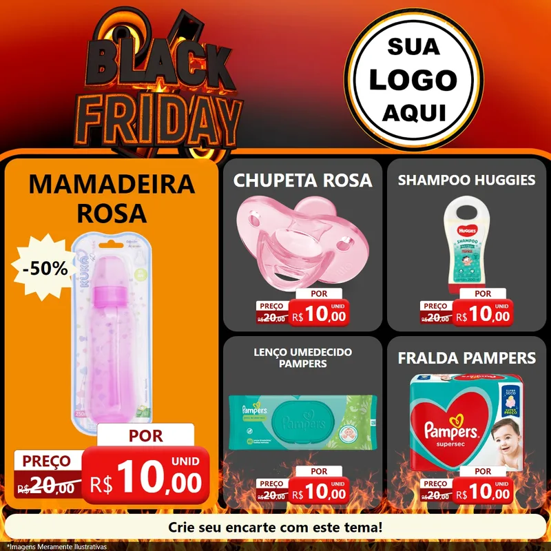 Modelo de Rede Social para Feed Facebook com o tema Black Friday para Bebês