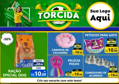 Modelo de Encarte para Encarte A4 Horizontal com o tema Torcida para Pet Shop